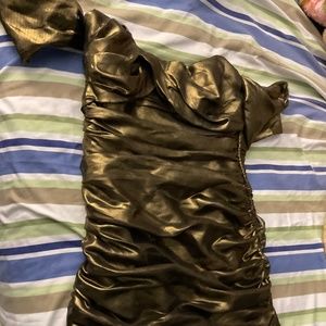 HouseofCB, M, Metallic Green Dress